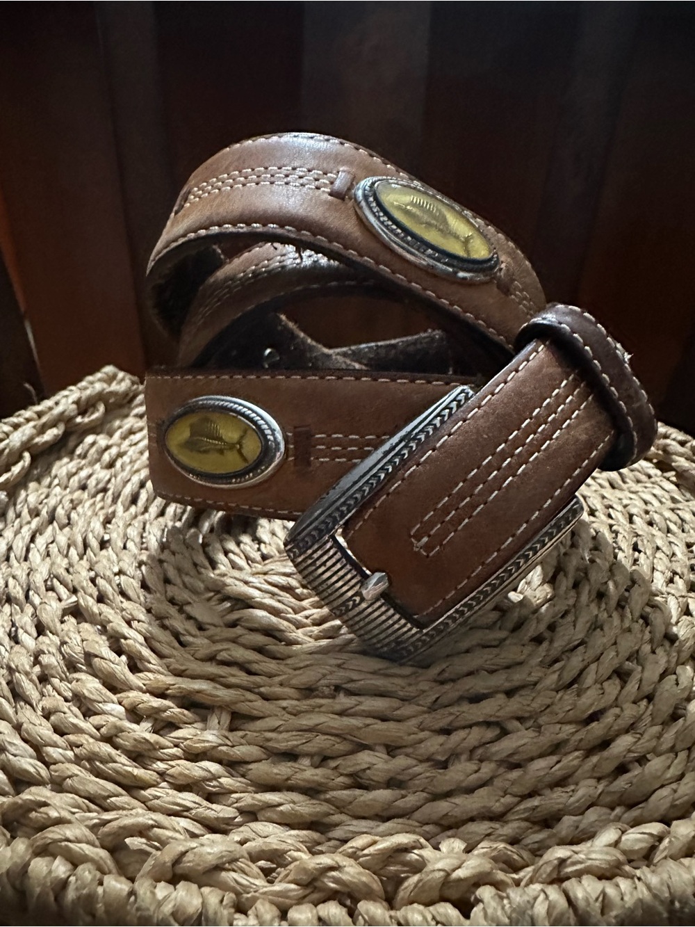 Brighton Men's Onyx Deep Sea Taper Belt Brown Leather, M40299 - 38 - FISHING